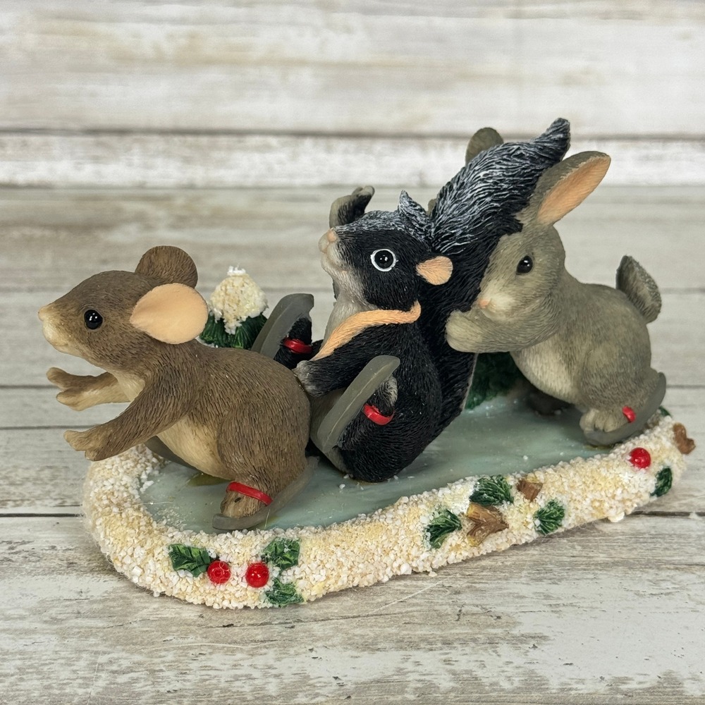 Charming Tails‎ Fitz and Floyd Skating Party Mouse Skunk Bunny Figurine 87/103